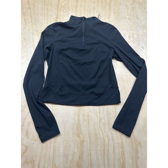 Yogalicious Tops - Yogalicious Cropped 1/4 Zip Pullover Thumb Holes Black M